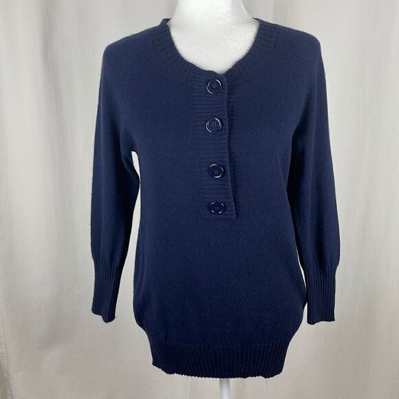 J. Crew Cashmere Henley 4 Button Pullover Sweater sz S - Picture 1 of 5